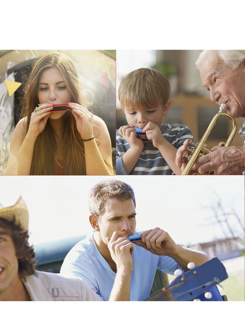 null - Harmonica for Beginners, kids 10 Holes 20 Tunes Mouth Organ Key of C Major Beginner, Adults, Kids Gift, Blue - Image 1
