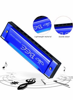 Harmonica for Beginners, kids 10 Holes 20 Tunes Mouth Organ Key of C Major Beginner, Adults, Kids Gift, Blue  - Image 3