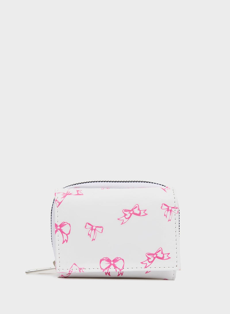 DeFacto Bow Printed Faux Leather Wallet  - Image 1