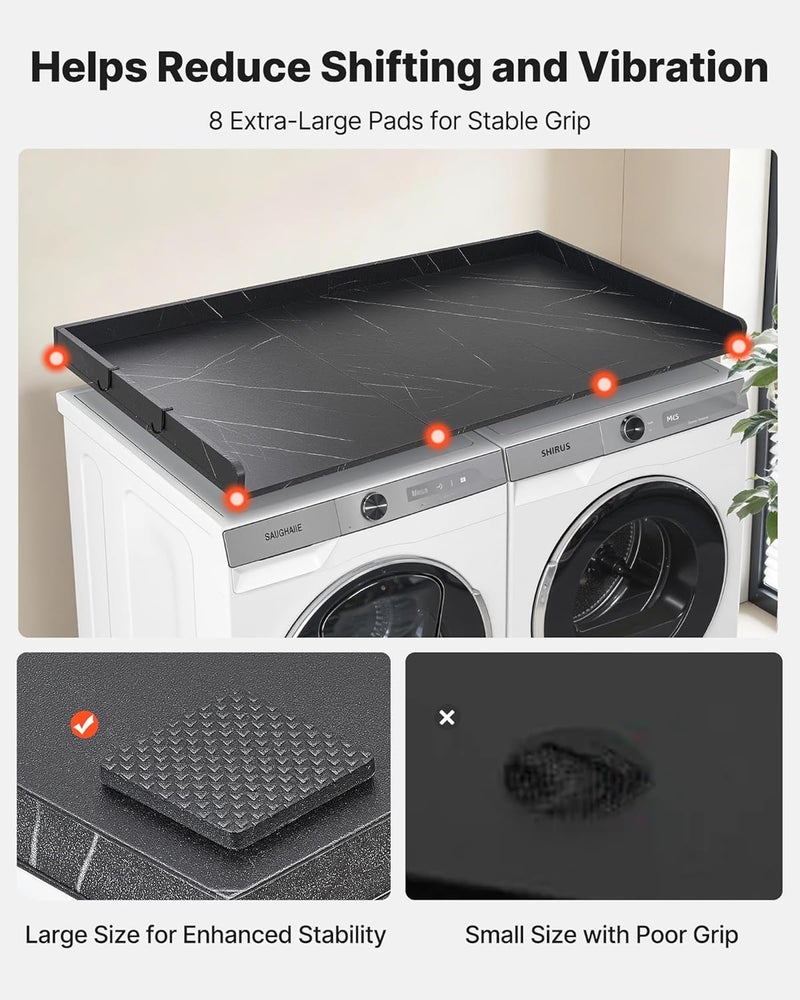 VEVOR Washer Dryer Countertop with 3 Splicing Panels, 54" x 27" Wooden Washer and Dryer Countertop with 2 Hooks, Water-Resistant Laundry Topper for Laundry Room Organization and Storage, Black Marble - Image 5
