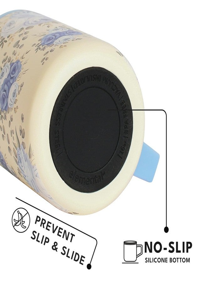 Elemental Insulated Coffee Mug - Triple-Wall Stainless Steel Summit Travel Cup for Hot and Cold Drinks - Thermal Coffee Mug with Lid and Handle for Camping, Office & Travel 16oz - Blue Blooms - Image 4