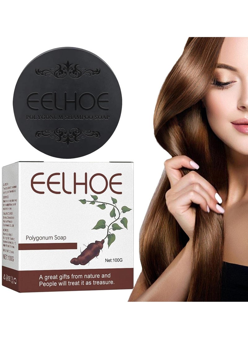 EELHOE Polygonum Multiflorum Shampoo Soap - 100g Black and Thick Hair Polygonum Soap Bar, He Shou Wu Shampoo Soap, Natural Polygonum Hair Soap, Promotes Hair Growth and Prevents Hair Loss - Image 3