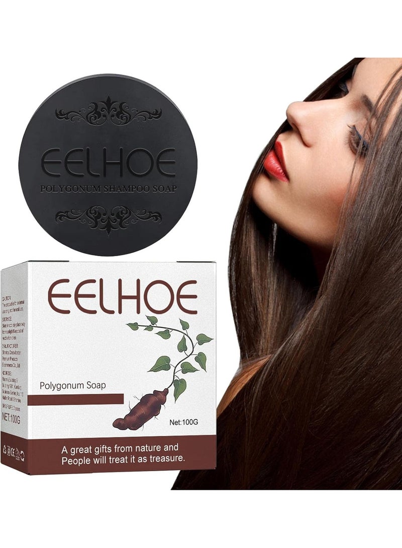 EELHOE Polygonum Multiflorum Shampoo Soap - 100g Black and Thick Hair Polygonum Soap Bar, He Shou Wu Shampoo Soap, Natural Polygonum Hair Soap, Promotes Hair Growth and Prevents Hair Loss - Image 4