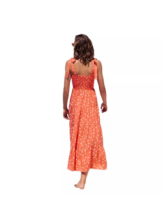 SPRING Summer New Elegant Spaghetti Strap Tie-dye Print Dress Women - Image 4