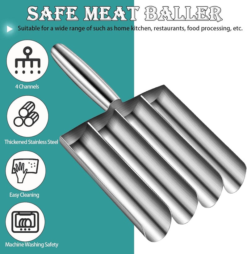 VEMJO 4-in-1 Stainless Steel Meatball Maker Tool - Professional Meatball Scoop & Mold for Homemade Beef, Chicken, Veggie Balls | Dishwasher Safe, Ergonomic Grip (5.7x9.4 Inch) - Image 5
