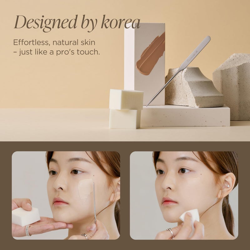 Piccasso Brush Korean Foundation Spatula â€“ Professional Stainless Steel Makeup Tool for Thin, Seamless Foundation & Cream Blending (Spatula-brush hybrid for flawless skin) - Image 2