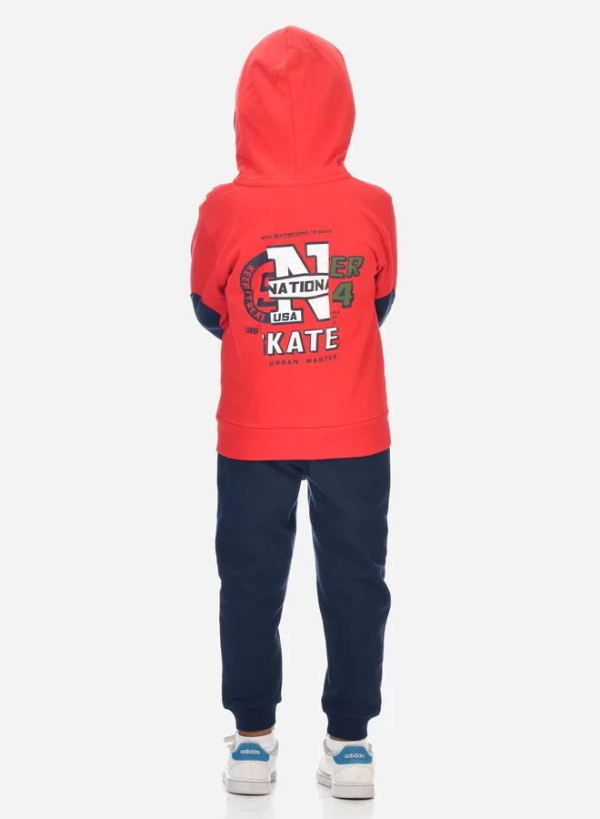 victor and jane Victor And Jane Graphic Print Full zipper Hoodie and Joggers Set