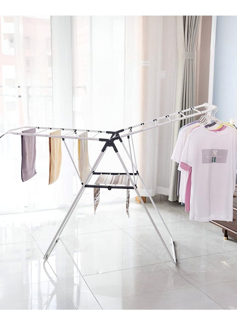 AIWANTO Clothes Drying Rack Folding Indoor and Outdoor Clothes Rack Laundry Hanger Stand Expandable Cloth Stand Laundry Rack with Adjustable Wings White  - Image 4