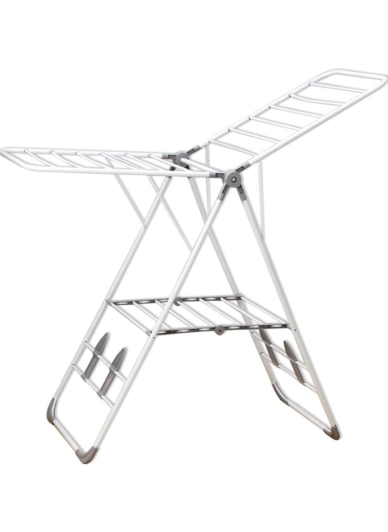AIWANTO Clothes Drying Rack Folding Indoor and Outdoor Clothes Rack Laundry Hanger Stand Expandable Cloth Stand Laundry Rack with Adjustable Wings White  - Image 2