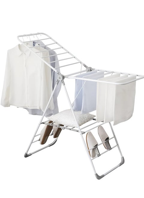 Clothes Drying Rack Folding Indoor and Outdoor Clothes Rack Laundry Hanger Stand Expandable Cloth Stand Laundry Rack with Adjustable Wings White