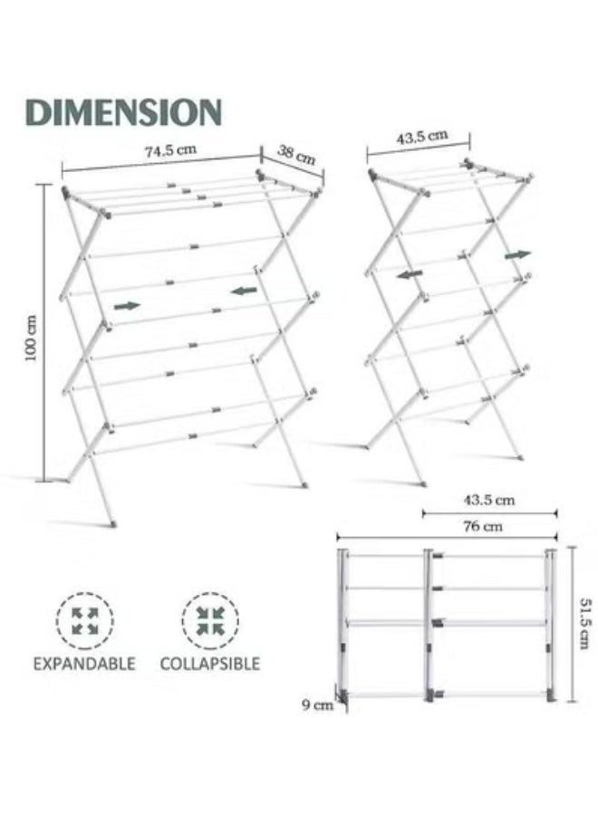 AIWANTO Foldable Clothes Drying Rack Stand – Heavy-Duty Laundry Hanger with Multiple Tiers, Collapsible Indoor & Outdoor Garment Dryer Organizer - Image 4
