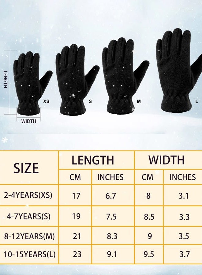 Geyoga 3 Pairs Kids Fleece Gloves Winter Warm Gloves Full Fingers Gloves Toddler Baby Mittens for Boy Girl Outdoors Activities, Black, Purple,rose Red, Medium (8-12 Years) - Image 3