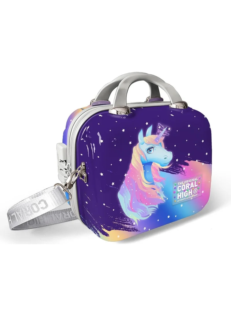 CORAL HIGH Unicorn Patterned PC Makeup Bag with Shoulder Strap 16896