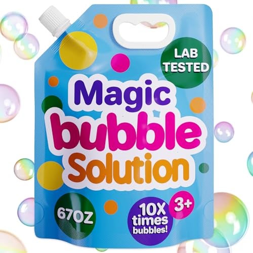 Klevly 67 oz Iridescent Bubble Solution Refill NonToxic Quick Easy Just Add Water to Make 67 oz Bubble Refill Solution Bubbles for Kids Bubbles Bulk Bubble Machine Solution Giant Bubbles - Image 1