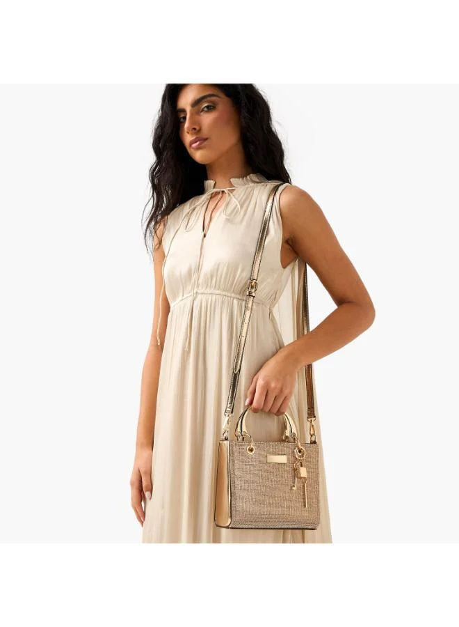 Sasha Sasha-Tia-Clutch W/shiny gold-tone hardware. dual top handles. & decorative lock-and-key charm-Rose Gold-Q3-SS26