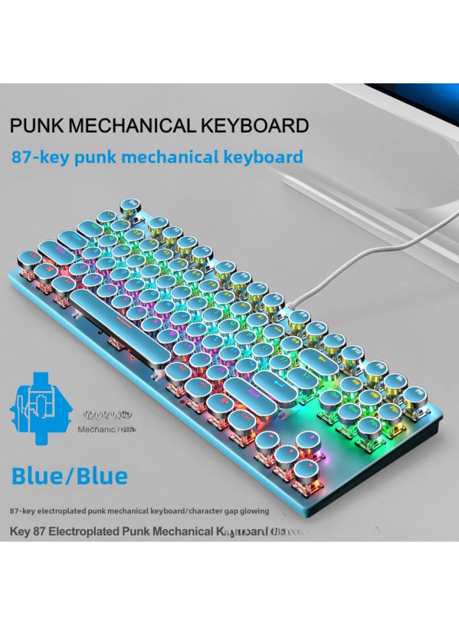 Crack K550 Punk Mechanical Keyboard 87 Key Wired Hot Plug Round Key Office Computer Game Mechanical Keyboard