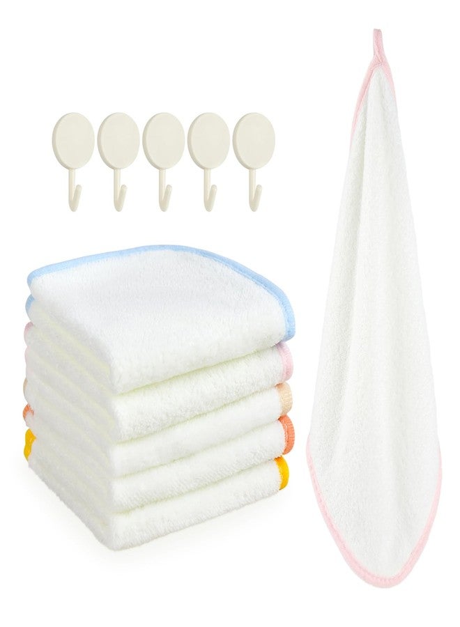 Hipruict Small Hand Towels, 5 Pcs Washcloths with Hanging Loop and Hooks, Ultra Absorbent, Soft and Quick Dry for Kitchen and Bathroom - Image 1