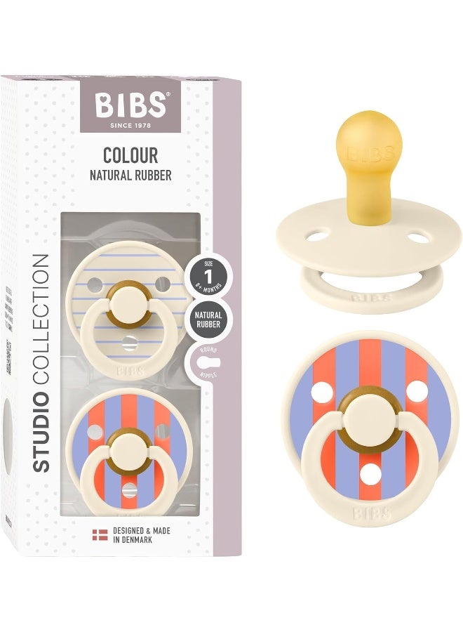 BIBS Studio Colour 2 Pack Natural Rubber Pacifiers - Image 1