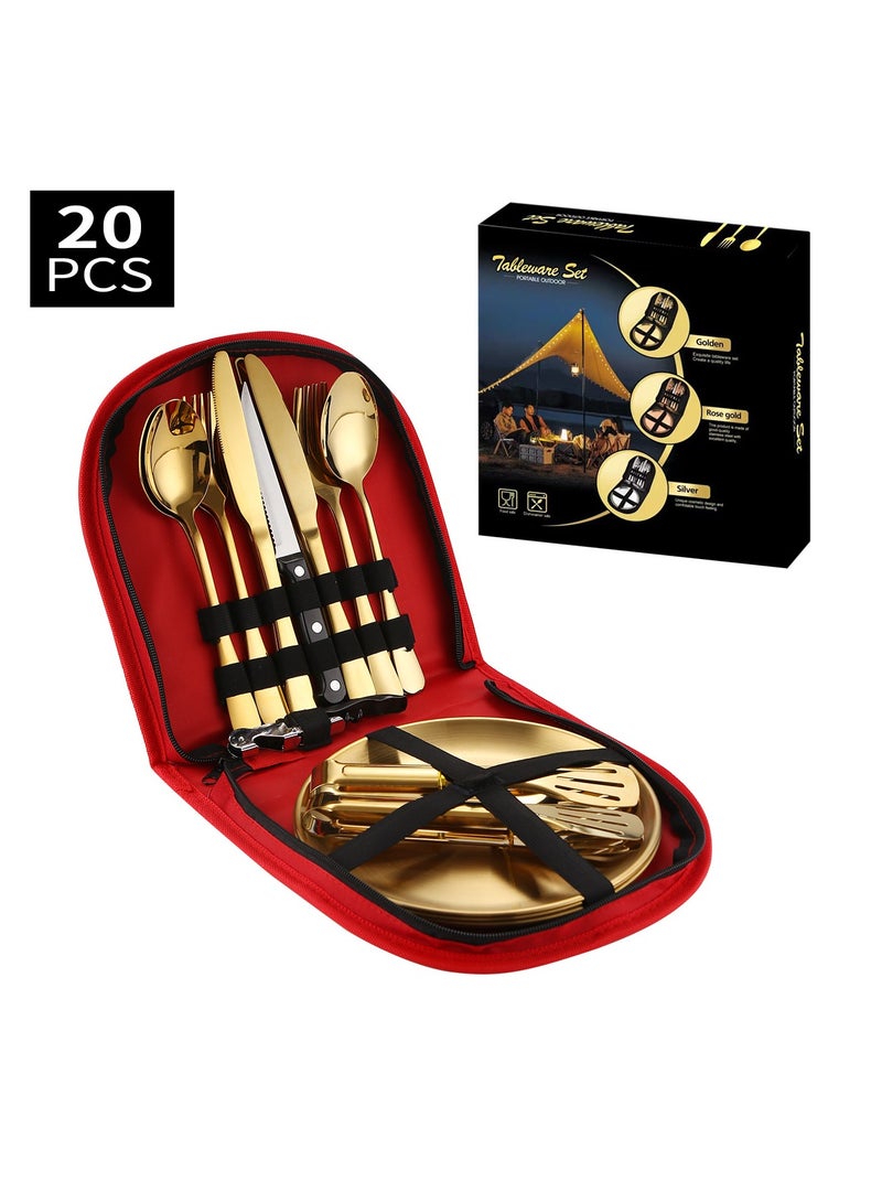KUYING Stainless Steel Tableware Set Of 20 Pieces Western Knife Fork Spoon Set  - Image 1