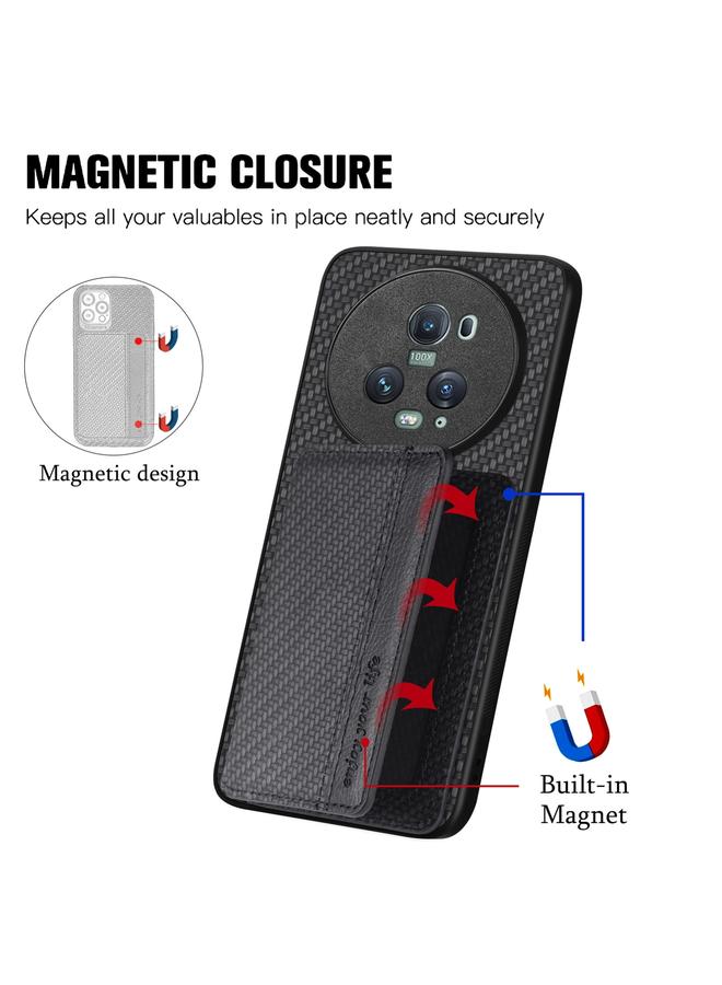 اس-توب جراب هاتف Honor Magic5 Pro من ألياف الكربون مع حقيبة بطاقات مغناطيسية - Image 3
