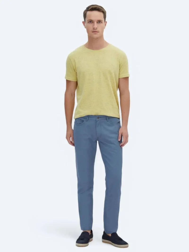 Kip Light Blue Slim Fit Casual Cotton Blended Trousers