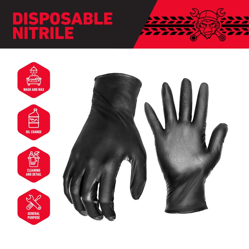 Grease Monkey Disposable Nitrile All Purpose Gloves, Pack of 100, X-Large, Black - Image 2