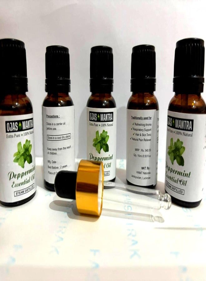 OJAS MANTRA Peppermint Essential Oil, 100% Natural, Steam Distilled, 15ml, Refreshing Aroma, With Dropper - Image 3