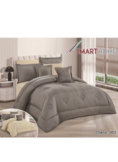 SMART HOME Double-sided comforter set, 8-piece duvet cover, 6-piece microfiber filling, 100% duvet, 230 x 250 cm  - Image 1