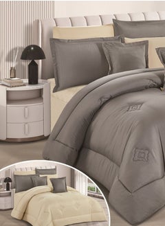 SMART HOME Double-sided comforter set, 8-piece duvet cover, 6-piece microfiber filling, 100% duvet, 230 x 250 cm  - Image 2