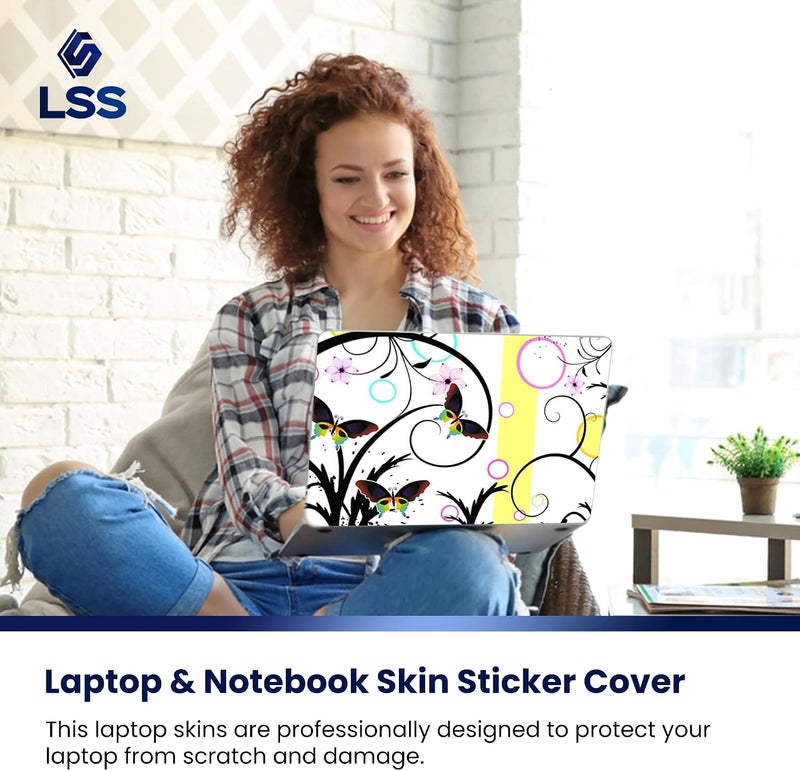 LSS 15 15.6 Inches Laptop Notebook Skin Sticker with 2 Wrist Pads - Reusable Cover Protector Vinyl Sticker Cover Decal Fits 13" - 16" HP Asus Acer Samsung - Butterfly Escape Floral - Image 5