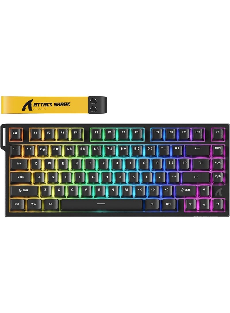 هجوم القرش R82 HE Rapid Trigger Keyboard Magnetic Switch with 0.005MM RT 75% Wired 8KHz Magnetic Keyboard With 0.005mm RT Accuracy, Support RT/Snap Tap/DKS/MT/TGL - Black - Image 1