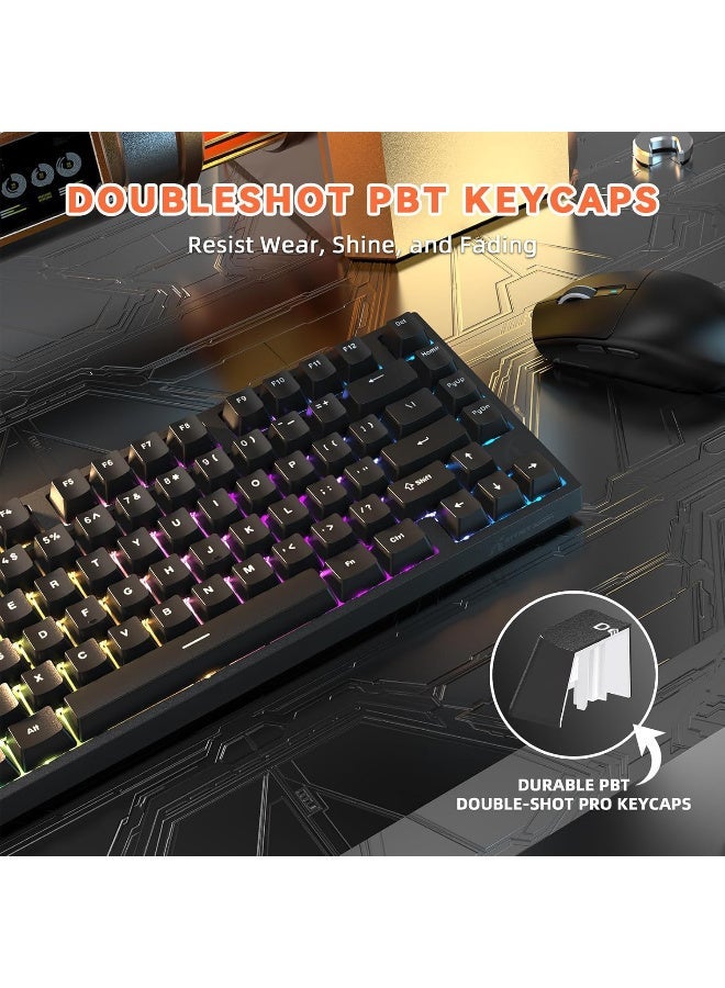 هجوم القرش R82 HE Rapid Trigger Keyboard Magnetic Switch with 0.005MM RT 75% Wired 8KHz Magnetic Keyboard With 0.005mm RT Accuracy, Support RT/Snap Tap/DKS/MT/TGL - Black - Image 4