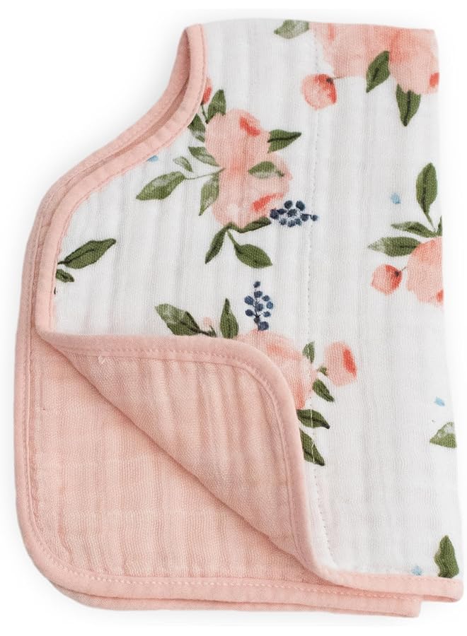 little unicorn Cotton Muslin Burp Cloth Watercolor Roses Small - Image 2