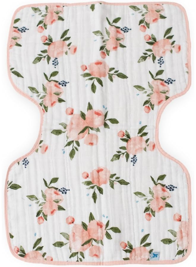 little unicorn Cotton Muslin Burp Cloth Watercolor Roses Small - Image 1