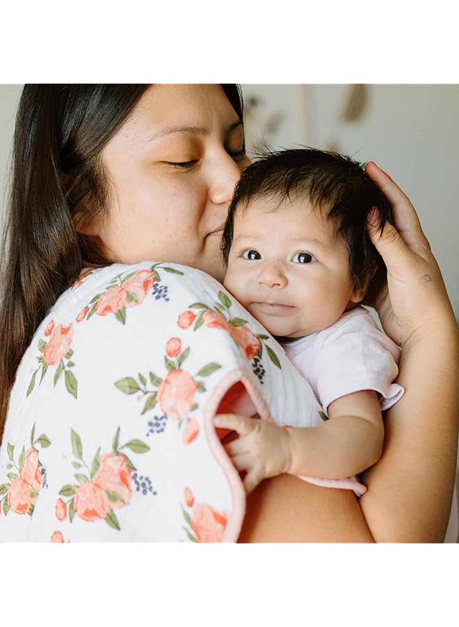 little unicorn Cotton Muslin Burp Cloth Watercolor Roses Small - Image 3