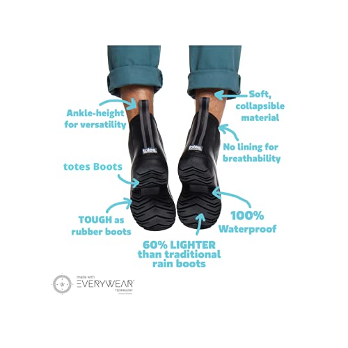 Totes Men's Chelsea Rain Boots - Waterproof Ankle Deck Boots Anti-Slip Comfort Rubber Boots Chelsea Garden Shoes for Fishing, Outdoors, Yard Work, Black, 9 - Image 5