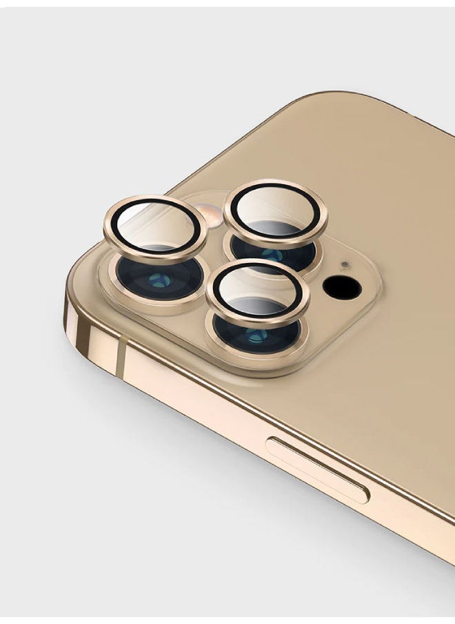 Zolo - Anti Scratch HD Premium Tempered Camera Lens Protector for iPhone 14 PRO Gold - Image 1