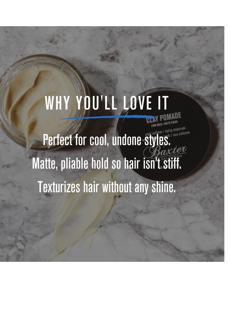 BAXTER - Baxter of California Clay Pomade Firm Hold / Matte Finish Hair Pomade for Men and Women, Perfect for Texturizing Straight or Wavy Hair - 2 Ounces - Image 1