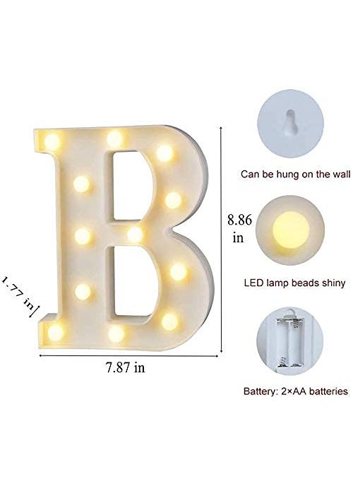Balloonistics Balloonistics LED Marquee Letter Lights Sign Light Up Alphabet Letters for Wedding Birthday Party Christmas Home Bar Decoration; Warm White (Alphabet B)  - Image 4