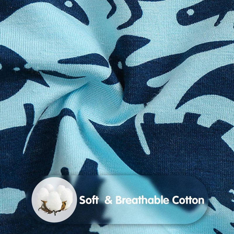 Tphon Boys Boxer Briefs, Toddler Kids Soft Cotton Underwear 4/5 Pairs Little Big Boy Dinosaur Shark Shorts Set(5-6T) - Image 3