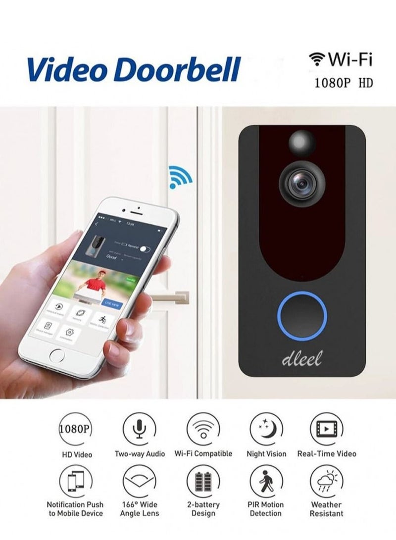 dleel Wireless doorbell with camera  for home color black from dleel - Image 3