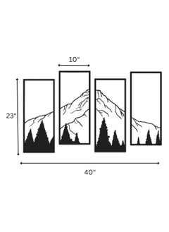 MIRFA Wooden Wall Art With Self Adhesive Base - Black (Mountains & Pine Trees - 4 Frames)  - Image 3