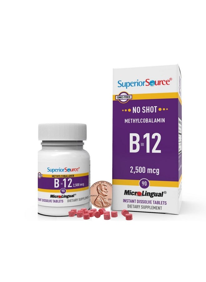 Superior Source Superior Source No Shot Methylcobalamin B-12 2500 mcg - Vitamin B-12 to Support Energy Production, Brain Health & Overall Wellness - Sublingual Tablets for Quick Absorption - 90 Dissolving Tablets  - Image 2