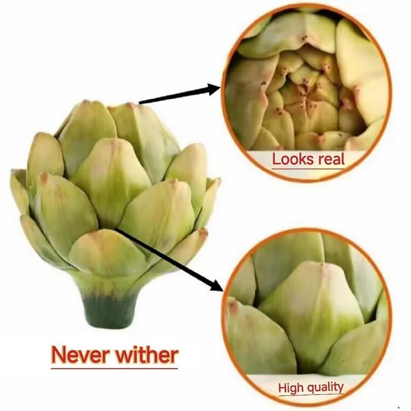 WESAPPINC Large Artificial Artichoke Fake Vegetables and Fruits for Kitchen Home Table Wedding Decorations (Green) - Image 5