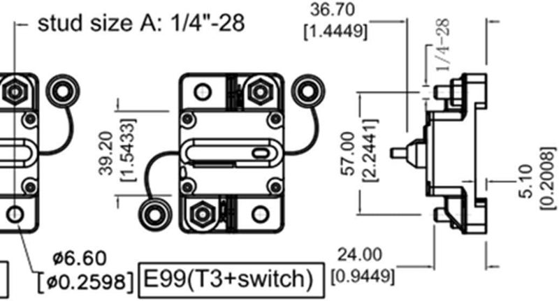 ZOOKOTO 12V-48V DC 70 Amp Manual Reset Waterproof Circuit Breaker - Image 2