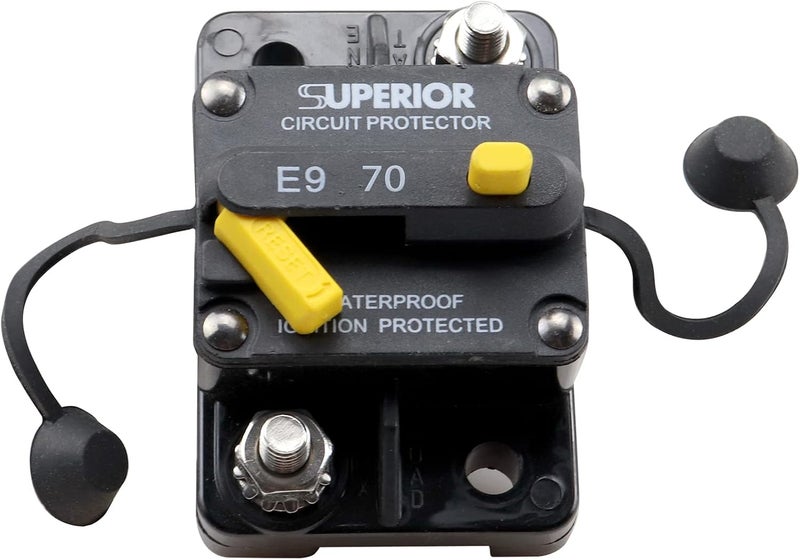 ZOOKOTO 12V-48V DC 70 Amp Manual Reset Waterproof Circuit Breaker - Image 1
