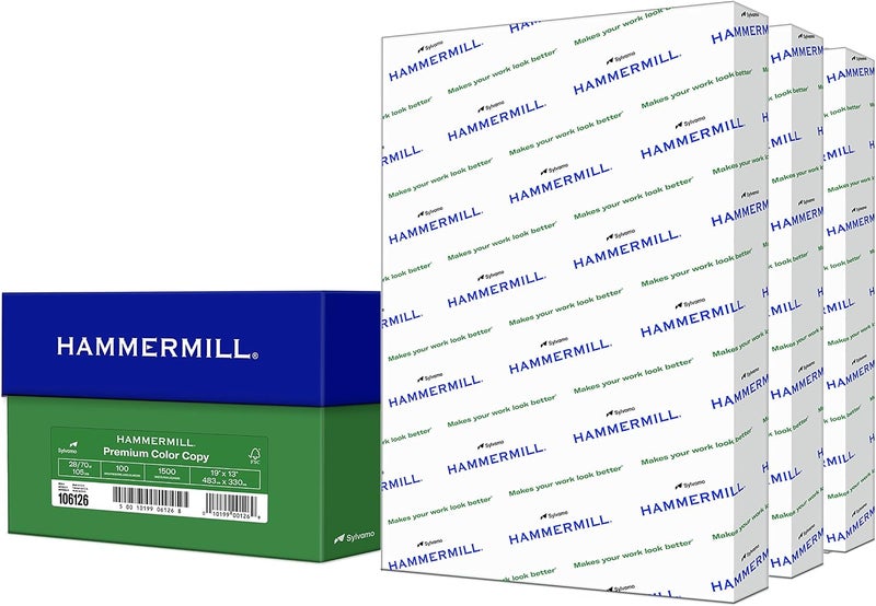 Hammermill Printer Paper, Premium Color 28 lb Copy Paper, 19 x 13-3 Ream (1,500 Sheets) - 100 Bright, Made in the USA, 106126C - Image 1