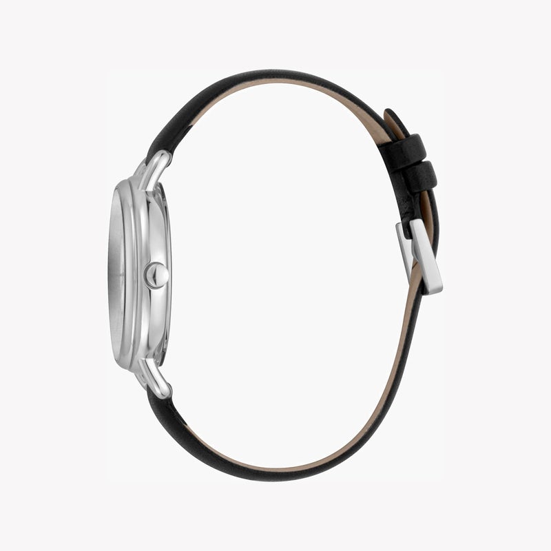 ESPRIT Women's Black Leather Watch, Silver Dial|ES1L179L0035 - Image 2