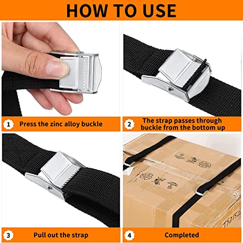 Yinpecly Lashing Strap 2" x5ft Adjustable Tie Down Cam Straps Cargo Packing Strap with Buckles up to 1102lbs for Kayak, Roof Racks, Motorcycle, Car, Truck, Boat, Trailer Black 2Pcs - Image 5