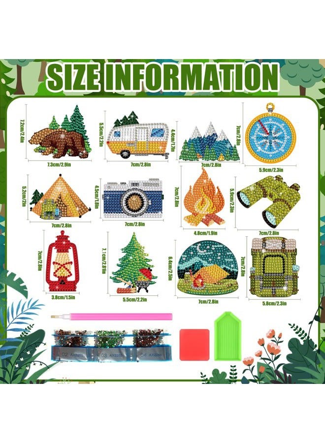 Zonon 12 Pcs Refrigerator Diamond Painting Magnets Easy Diamond Art Painting Magnetic Stickers Kits Fridge Magnets for Adults DIY Home Decors (Camping) - Image 4